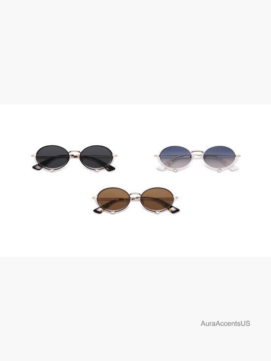 Retro Oval Sunglasses Women Trendy Lightweight Narrow Vintage Small Shades UV